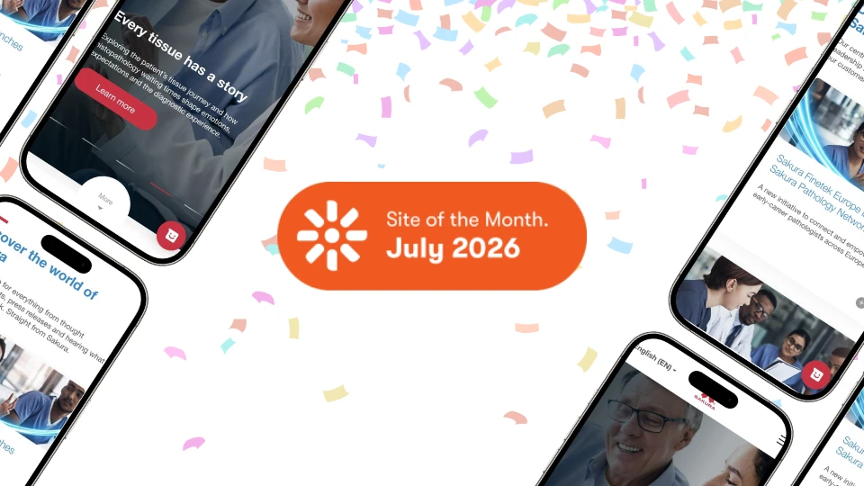 Sakura Finetek Europe is door Kentico bekroont tot Site of the Month July 2026.