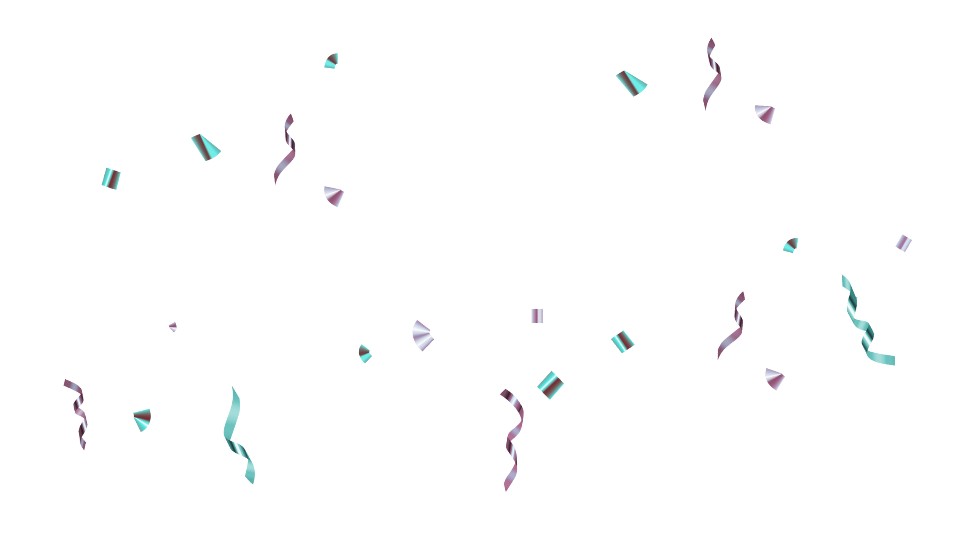 Confetti in paars en groen.