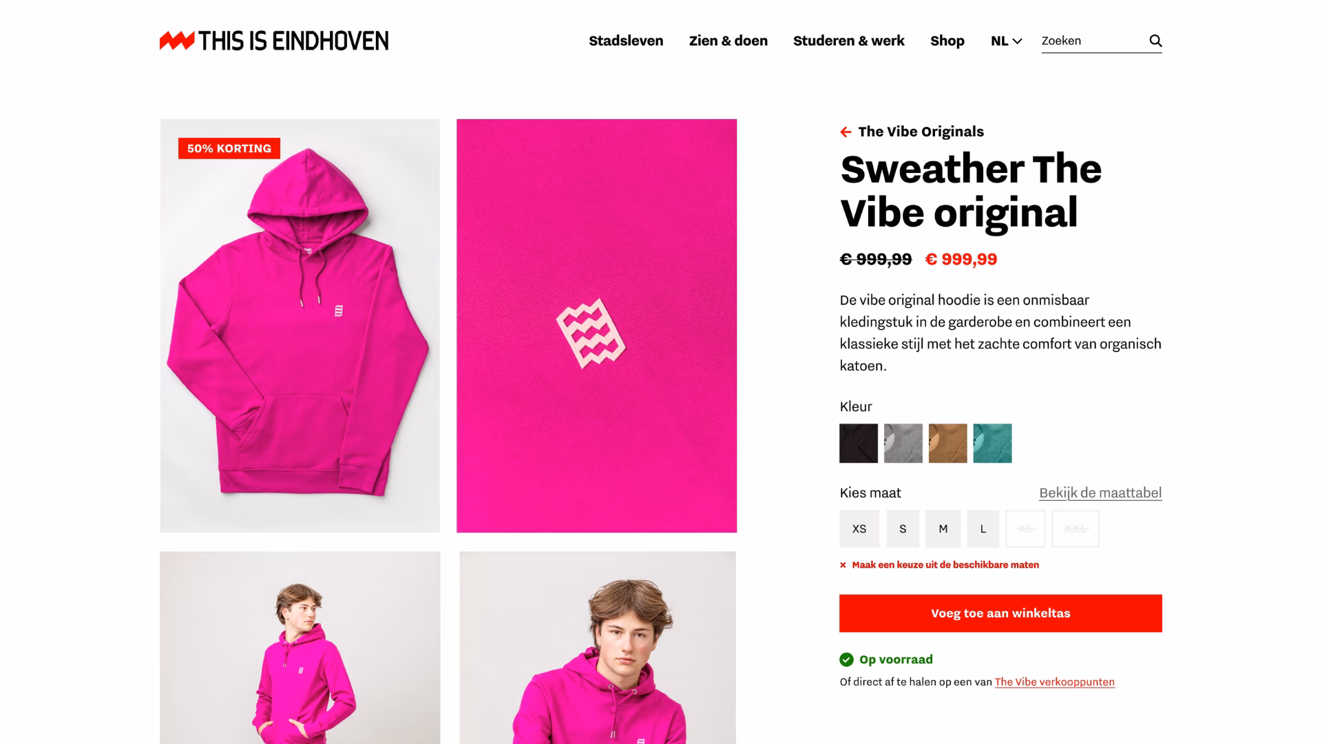 De nieuwe webshop van Eindhoven365, ontworpen door Aviva Solutions.