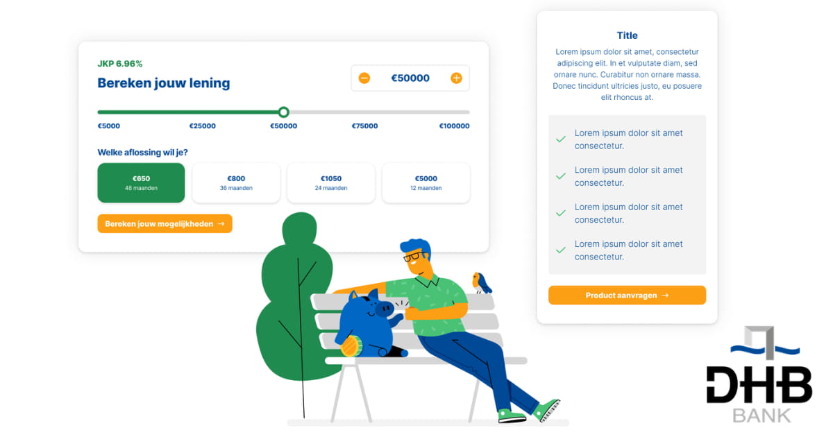 Twee schermen van de nieuwe DHB website, waarin een klant gemakkelijk zelf inzage krijgt.